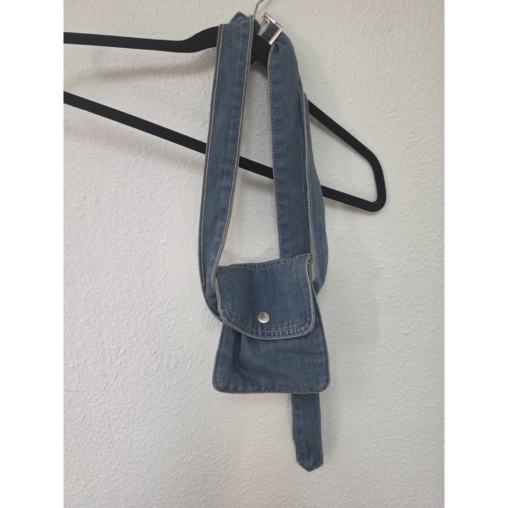 Denim Belt Bag Blue Solid Fanny Pack Streetwear Crossbody Sling Waist